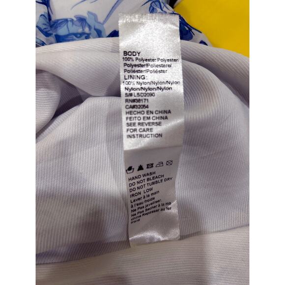 Urban Outfitters Love Sadie Blue White Floral Bird Bell Sleeve Mini Dress - Picture 9 of 9